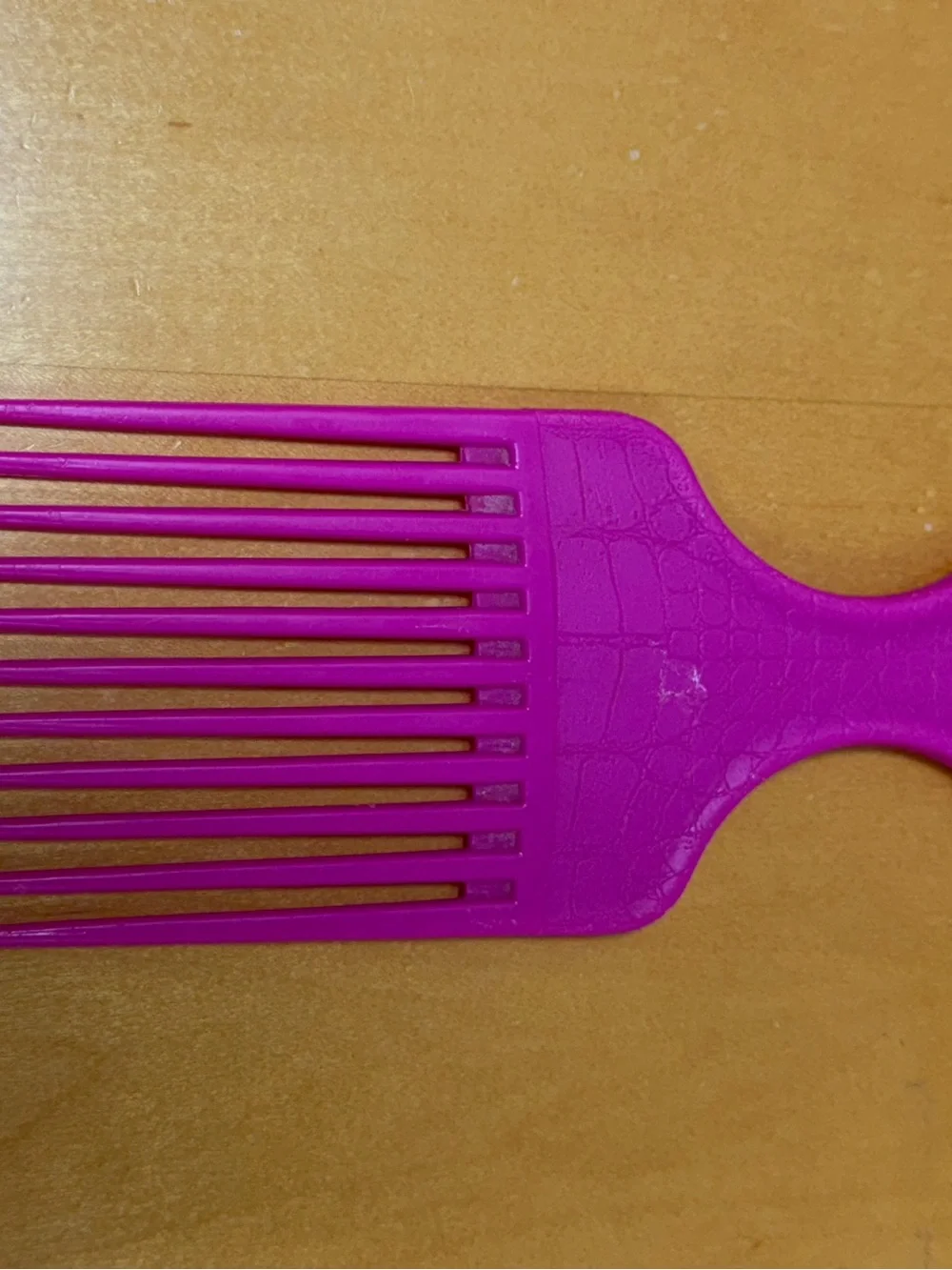 Vintage Goody Hair Pick 6.5” Bright Pink Croc Texture Plastic